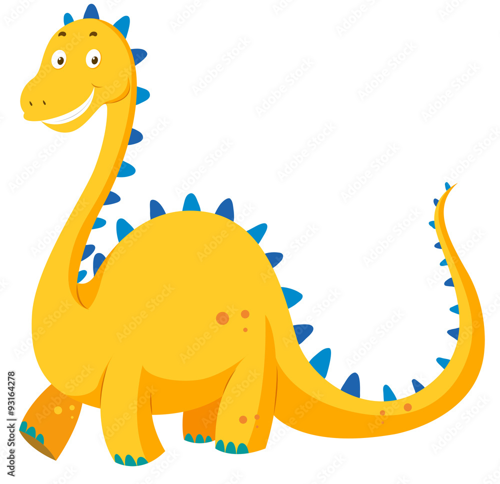 可爱的黄色长颈恐龙