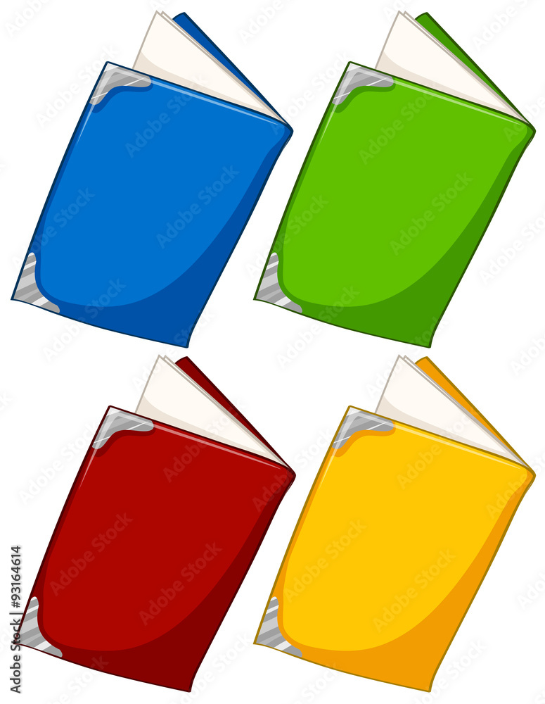 四本不同颜色的书