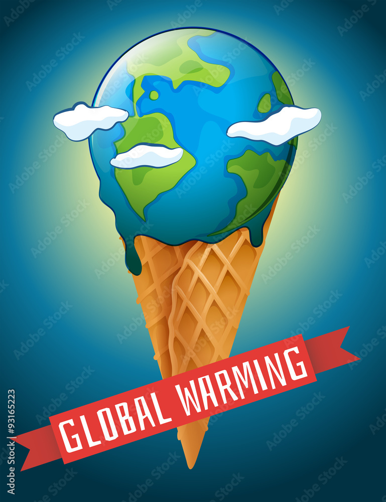 地球融化的全球变暖海报