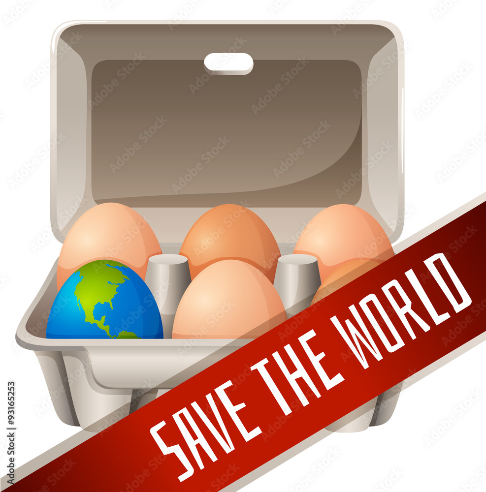 盒子里有鸡蛋的拯救世界标志