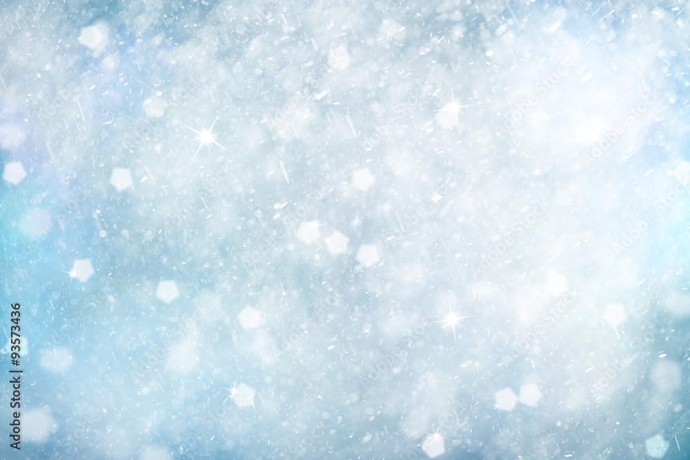 明亮的银蓝色抽象雪花圣诞和新年插图背景带sp