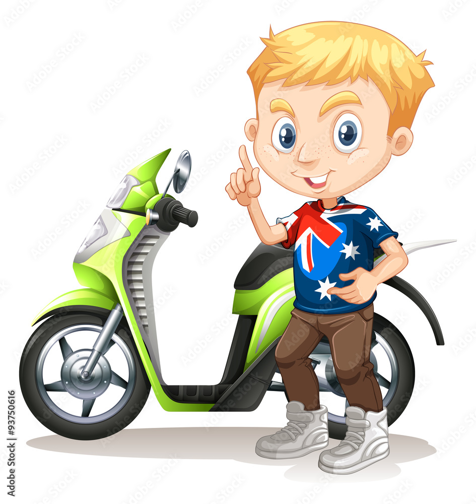 British boy and motorcycle