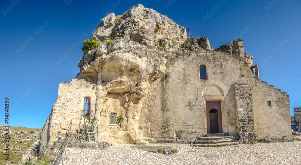 意大利巴西利卡塔省马特拉镇的古代洞穴教堂