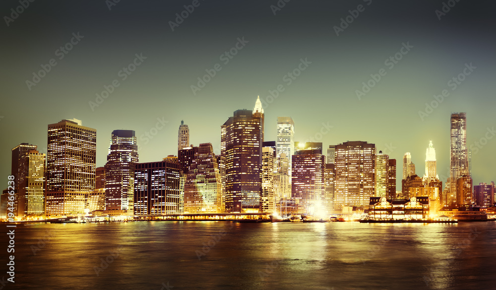 纽约市全景之夜概念