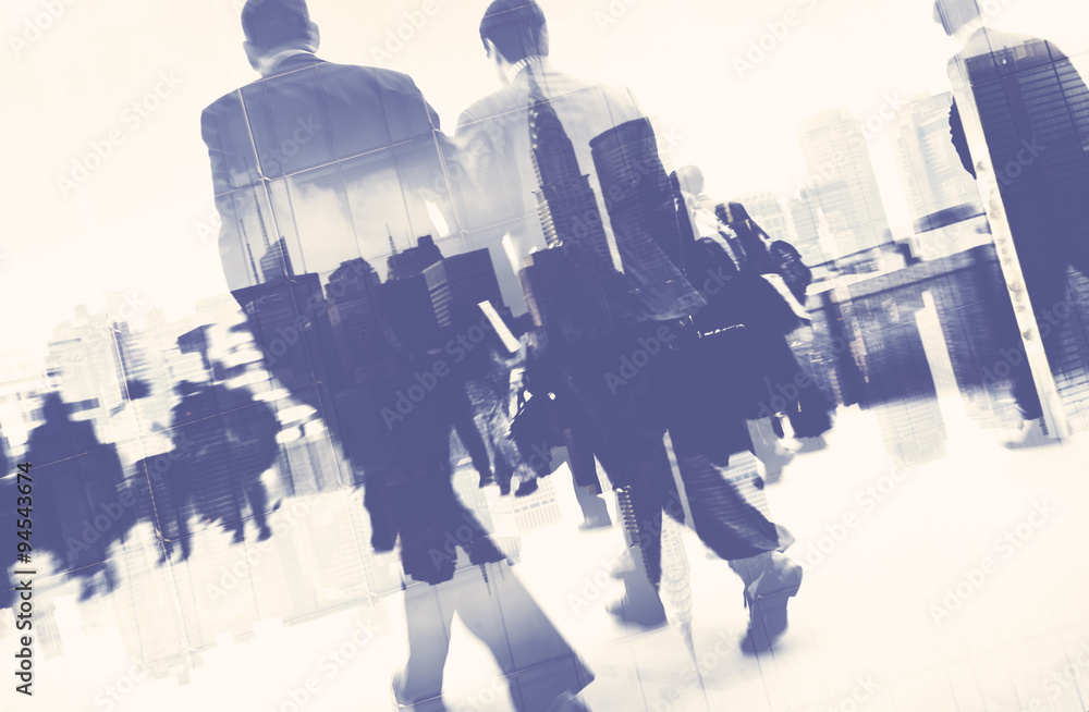 Abstract Image of Business People Walking on the Street Concept