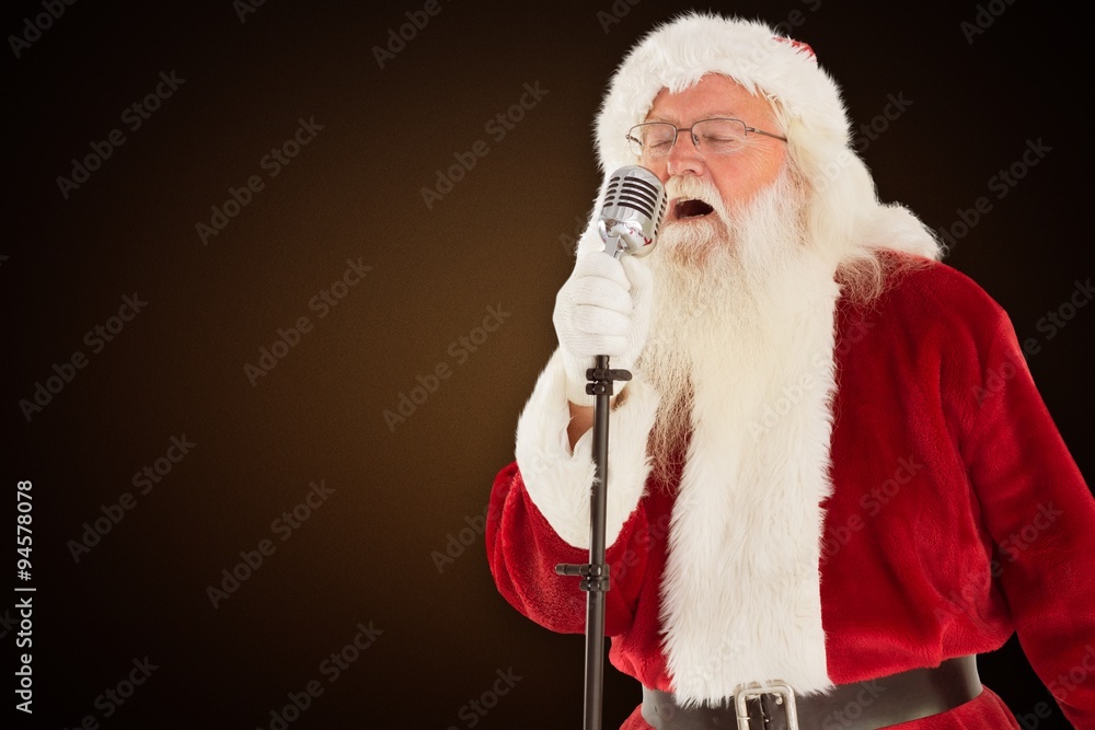 圣诞老人唱圣诞歌曲的合成图像