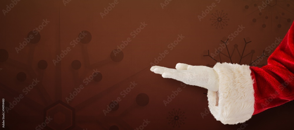 Composite image of santa claus presenting with hand