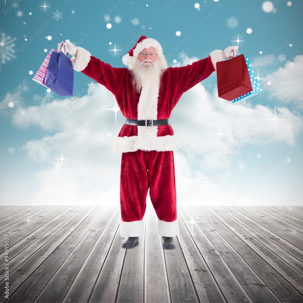 圣诞老人携带礼物的合成图像