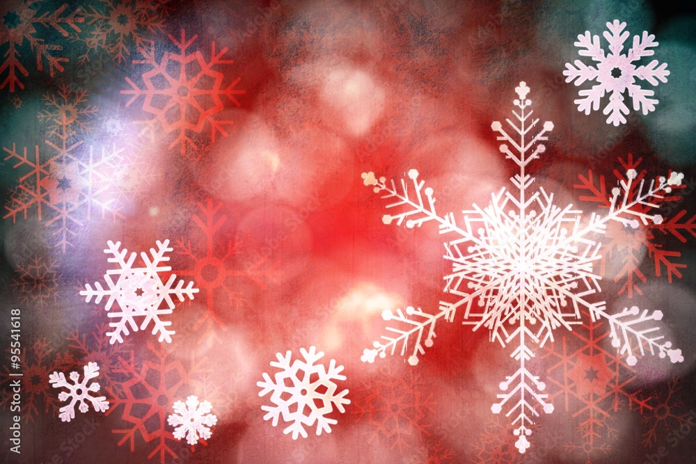 Red snow flake background