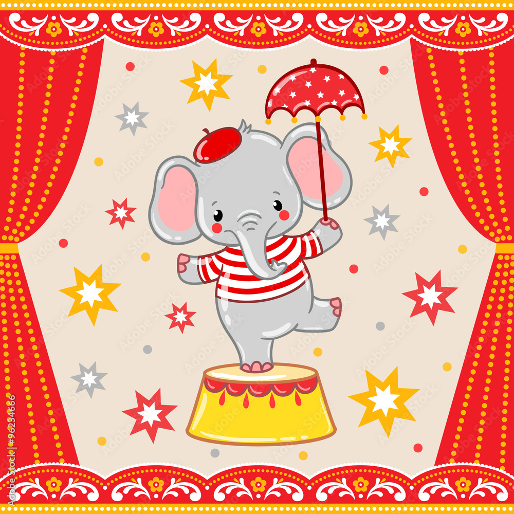 马戏团生日快乐卡片设计。