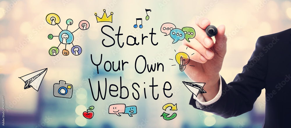 Businessman drawing Start Your Own Website concept