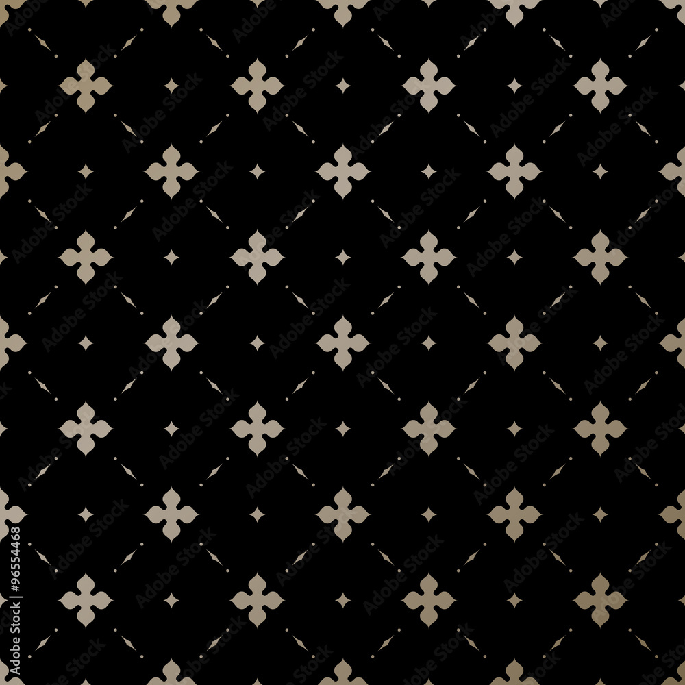 Seamless vector gold English pattern on a black background