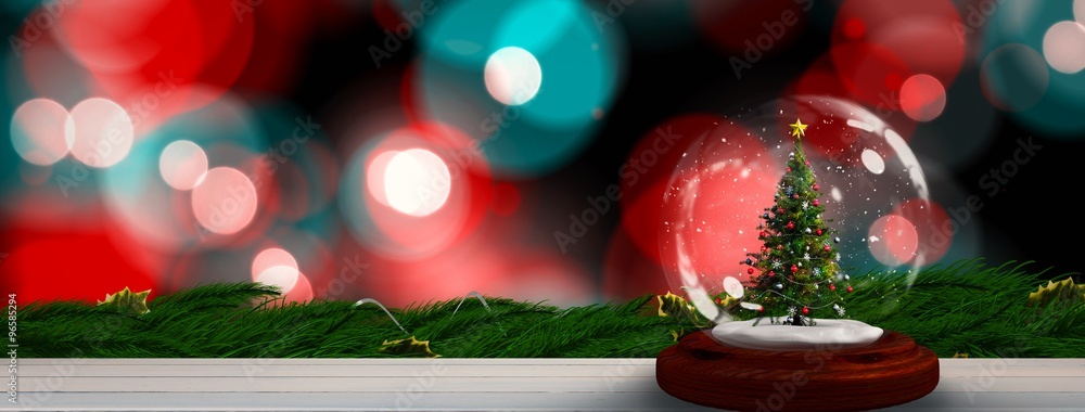 雪球中圣诞树的合成图像