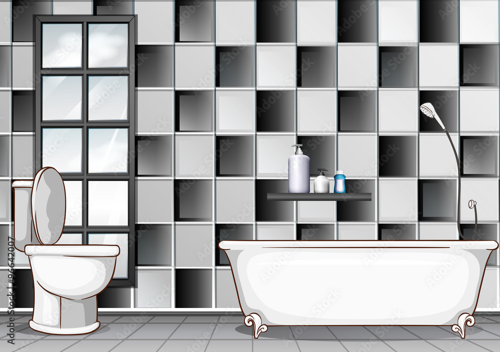 黑白瓷砖浴室