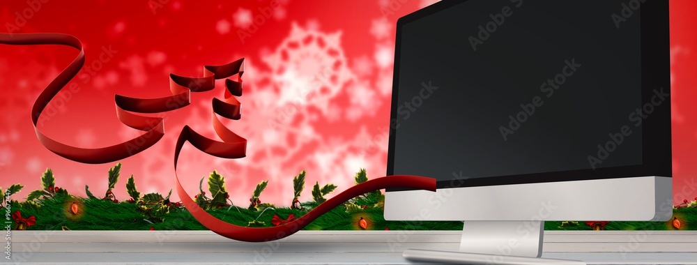 圣诞树形状丝带的合成图像