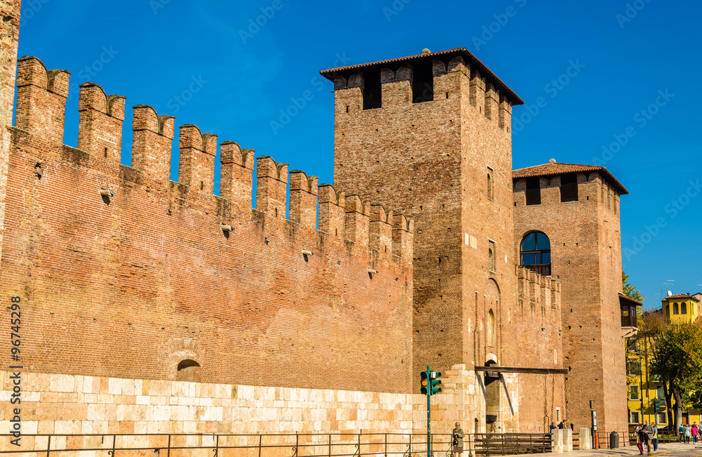 Walls of Castelvecchio fortress in Verona - Italy