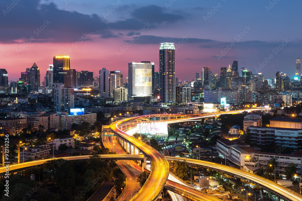 泰国曼谷高速公路和高速公路俯视图