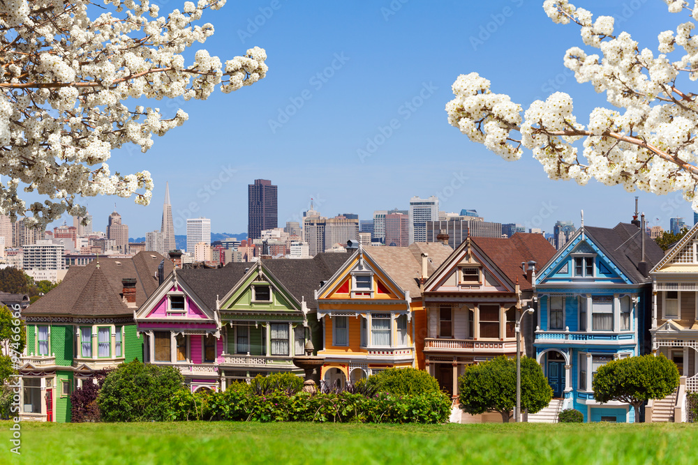 彩绘女士和旧金山的春季照片