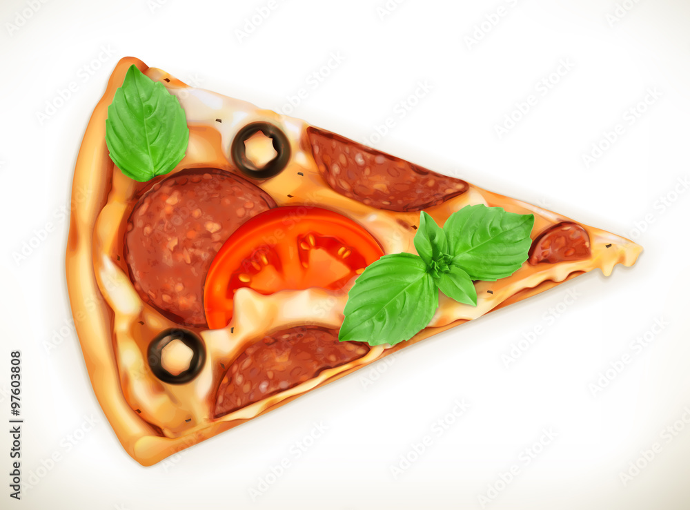 披萨切片，真实矢量插图