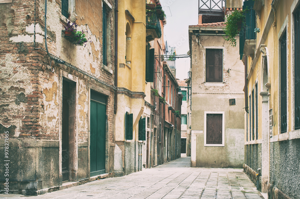 意大利威尼斯的老街景。