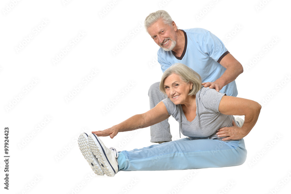 老年夫妇锻炼的肖像