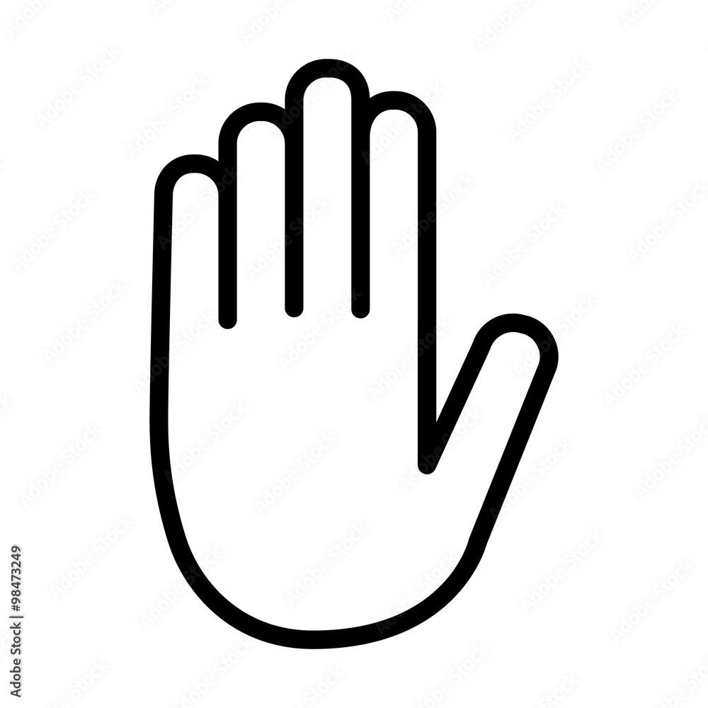 Stop sign hand / palm line art icon for apps and websites