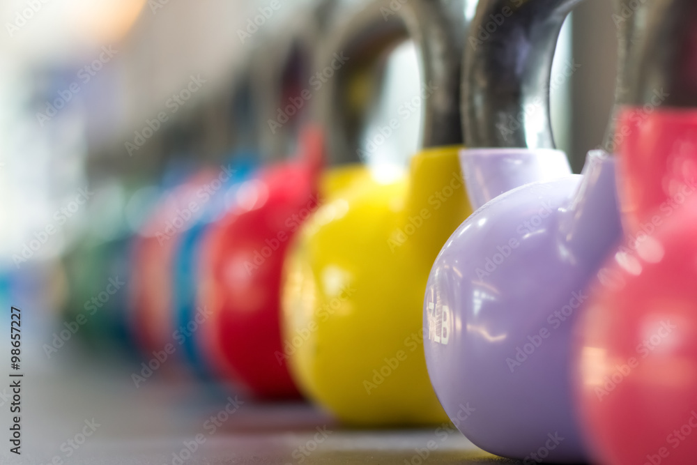 colorful kettle bell on table