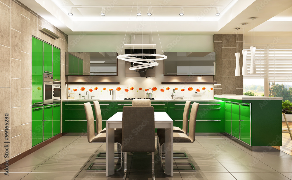 现代绿色厨房