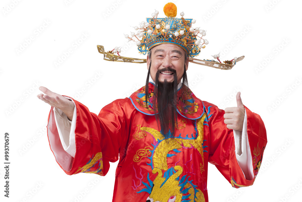 Chinese God of Wealth celebrating Chinese New Year