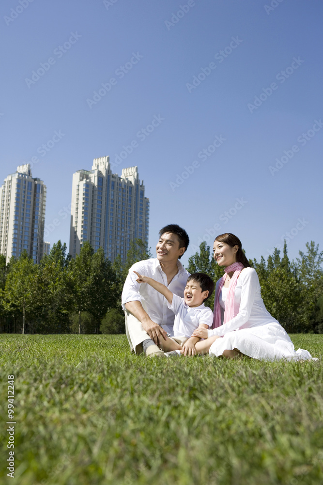 Young family enjoying the park