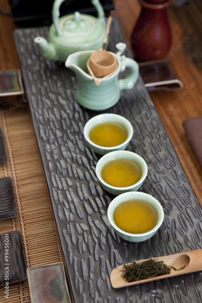 Chinese traditional tea set in a tea room