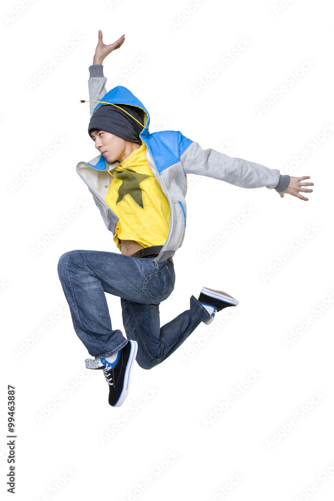 Man jumping up in the air reaching