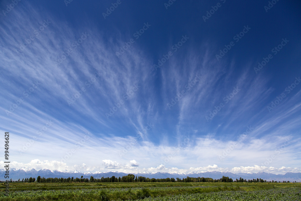 Qilian mountain and sky in Gansu province, China