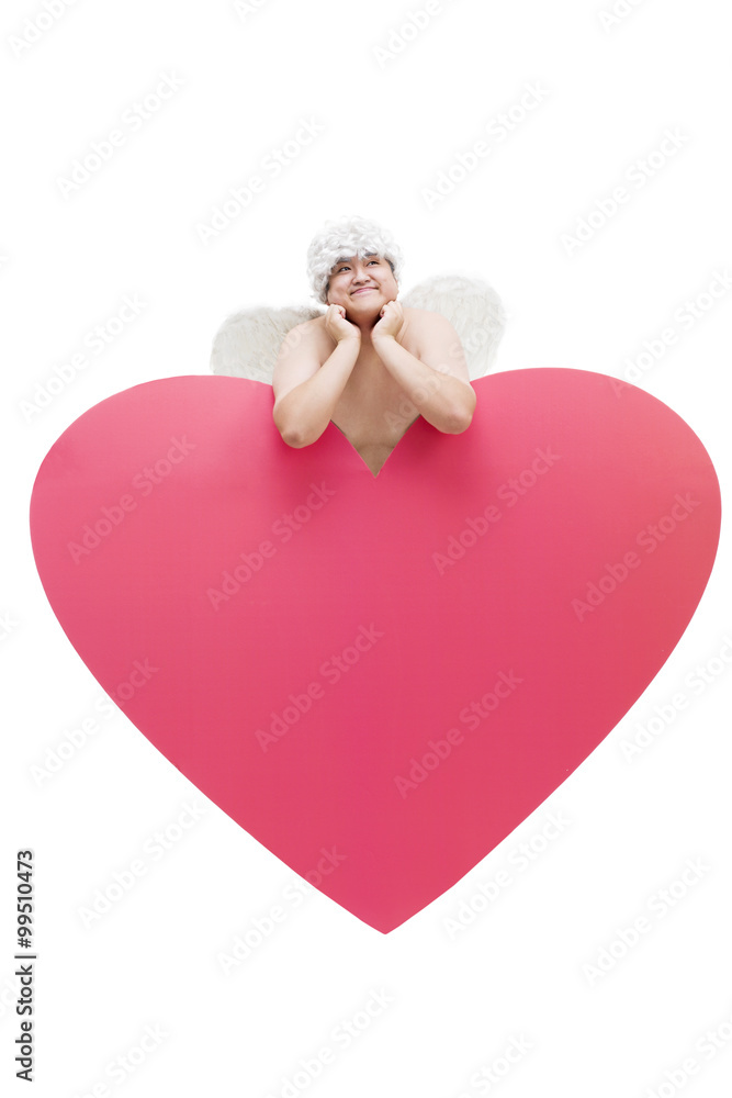 Chubby angel with a big heart shape