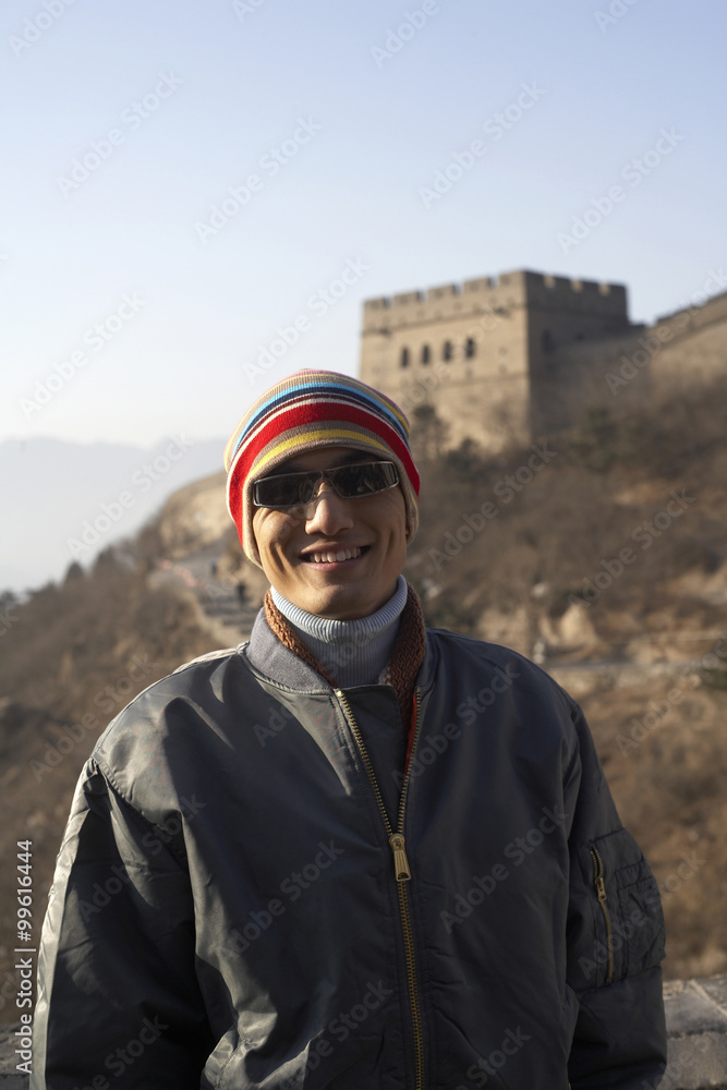 Man Standing On The Great Wall Of China