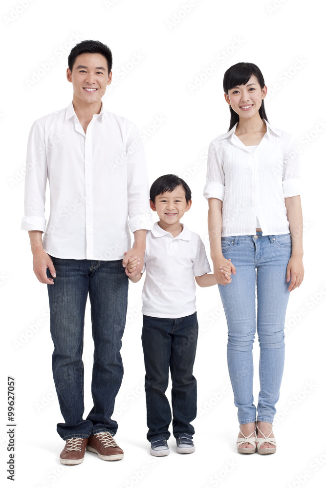 一个有一个孩子的幸福家庭的画像