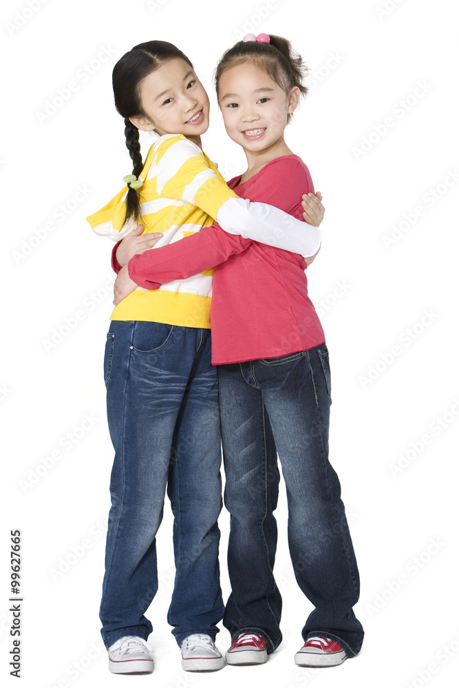 Two friends hugging each other