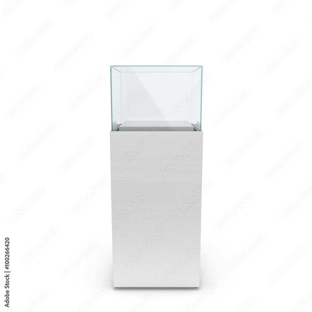 empty white showcase with pedestal. 3d illustration isolated on
