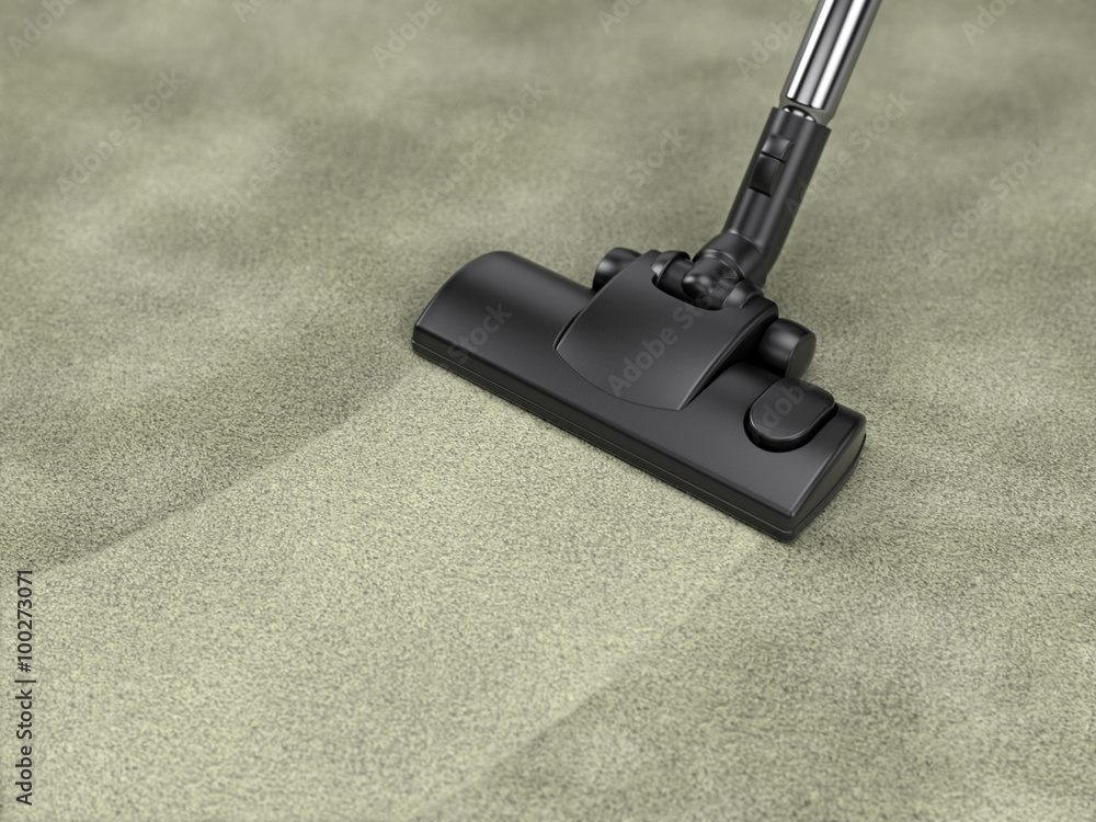 真空吸尘器清洁脏地毯-房屋清洁概念