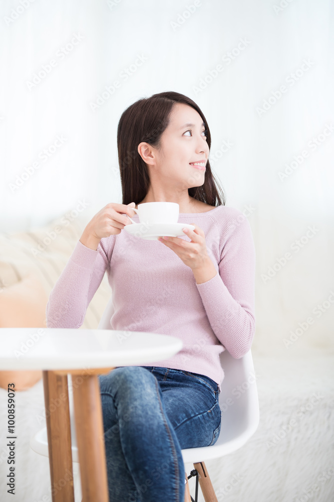 woman drink coffee or tea