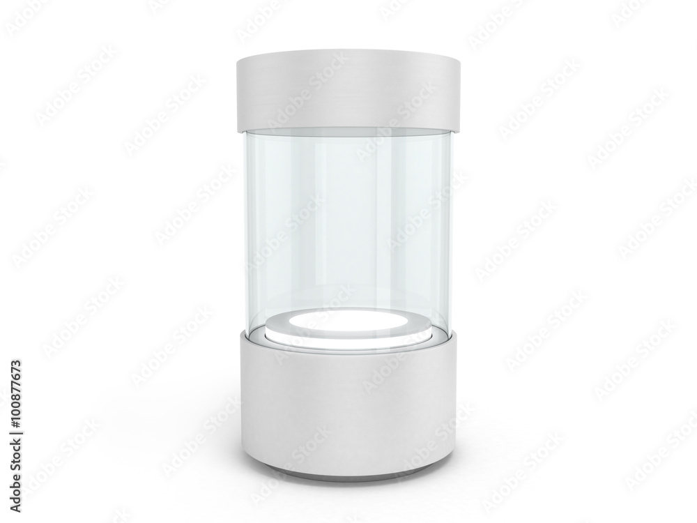 round white Showcases with a pedestal with lighting inside