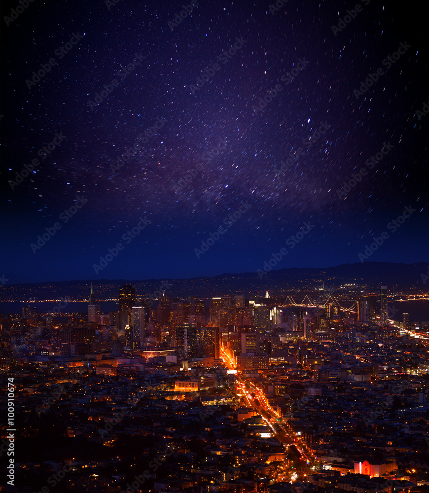 旧金山市区夜空