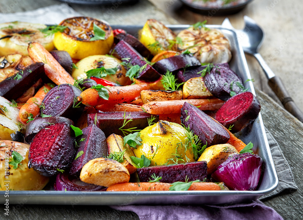 Roasted fruits and vegetables