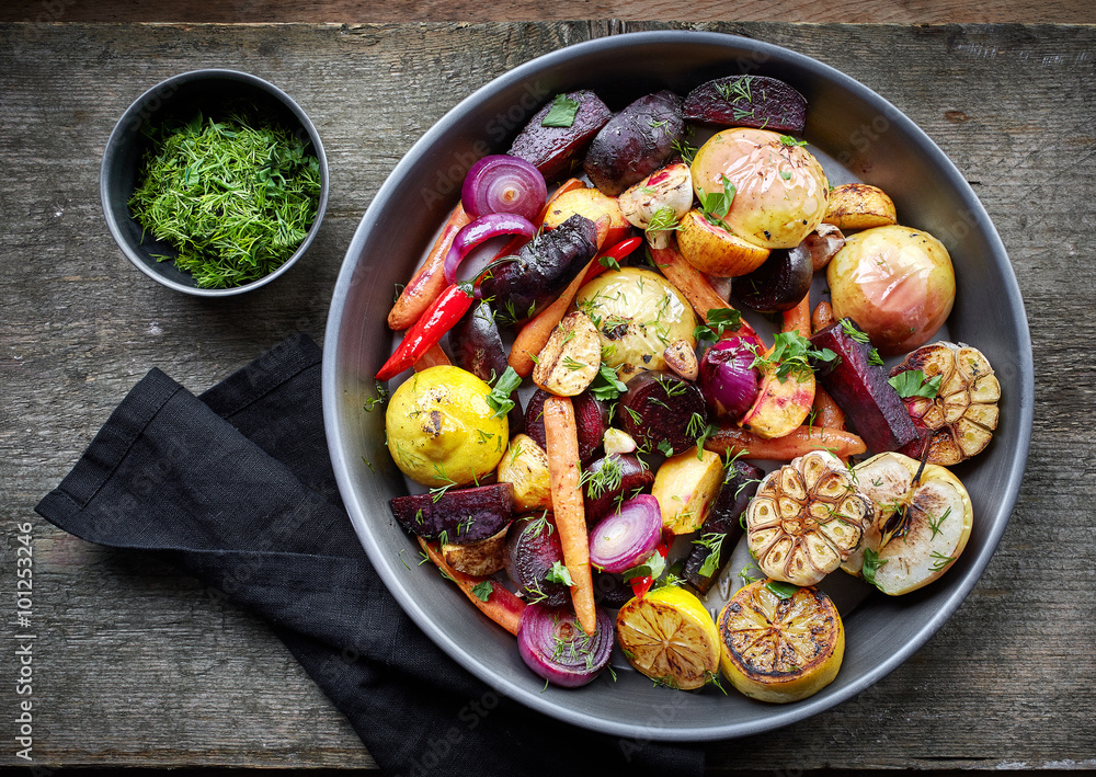 Roasted fruits and vegetables