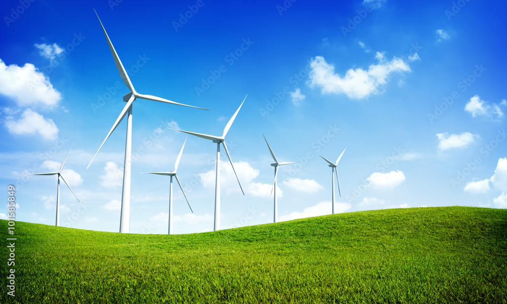 涡轮机绿色能源电力技术概念