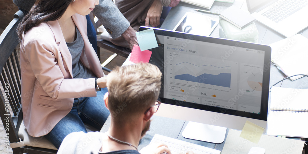 Business Team Discussion Data Marketing Statistics Concept