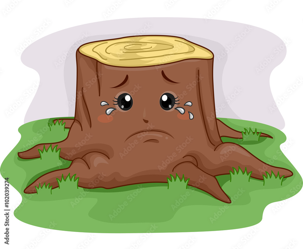 Mascot Tree Stump Crying