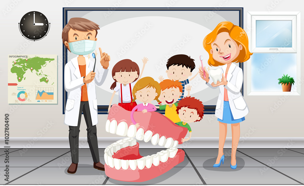 牙医和教室里的孩子