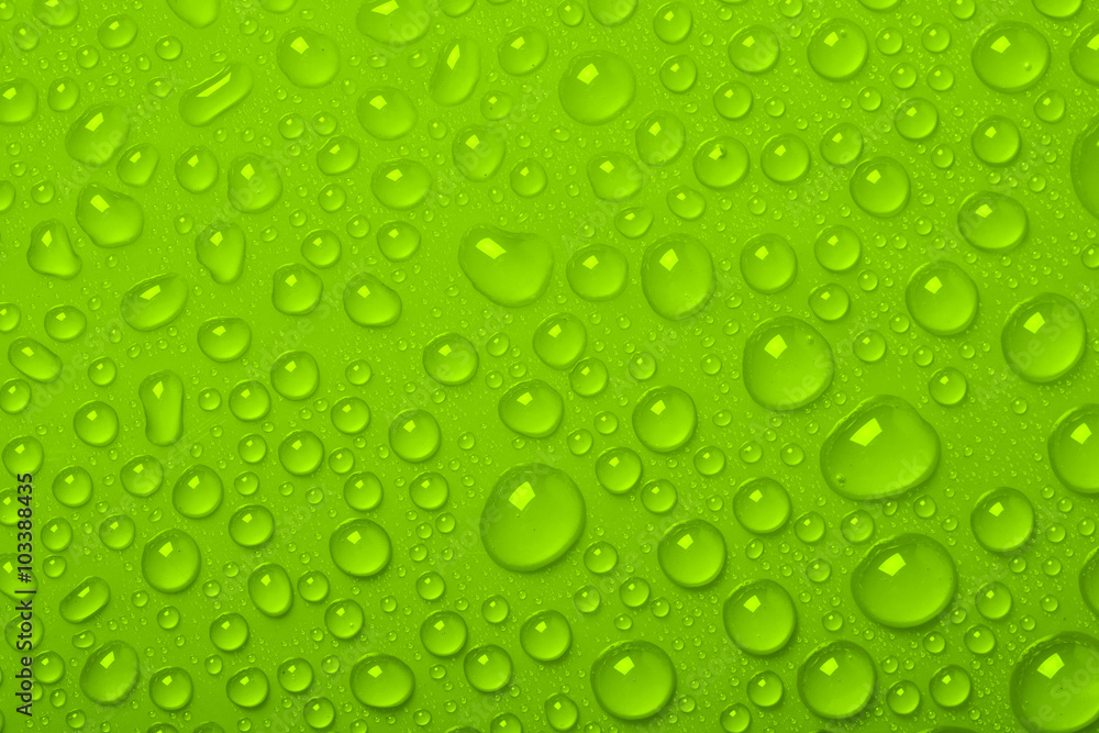 绿色背景下的水滴