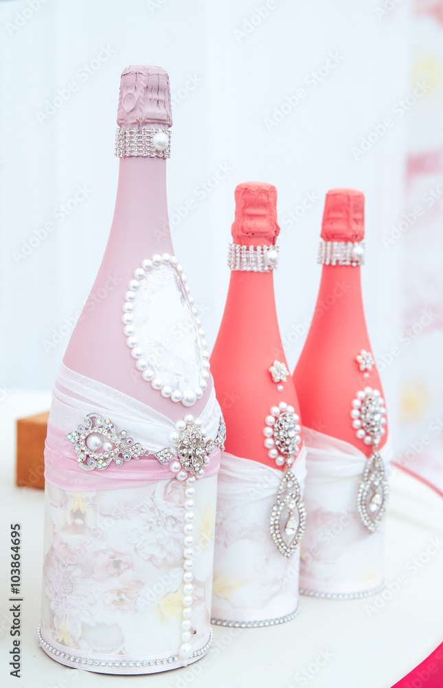 Drink bottles on a dessert table